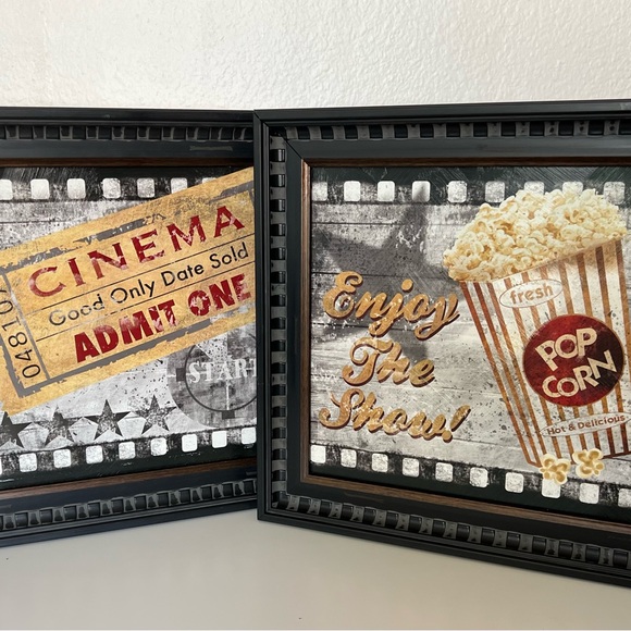 2 Cinema Popcorn Movie Theater Wall Picture Frames. Home Decor Art Hobby Lobby - Picture 11 of 11